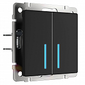 W4520608 / Сенсорный выключатель двухклавишный с управлением по Wi-Fi (черный матовый)