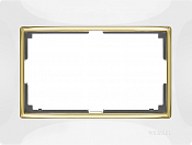 W0081933 / Рамка для двойной розетки Snabb (белый/золото)