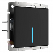 W4510008 / Сенсорный выключатель одноклавишный с подсветкой 1000 Вт (черный матовый)